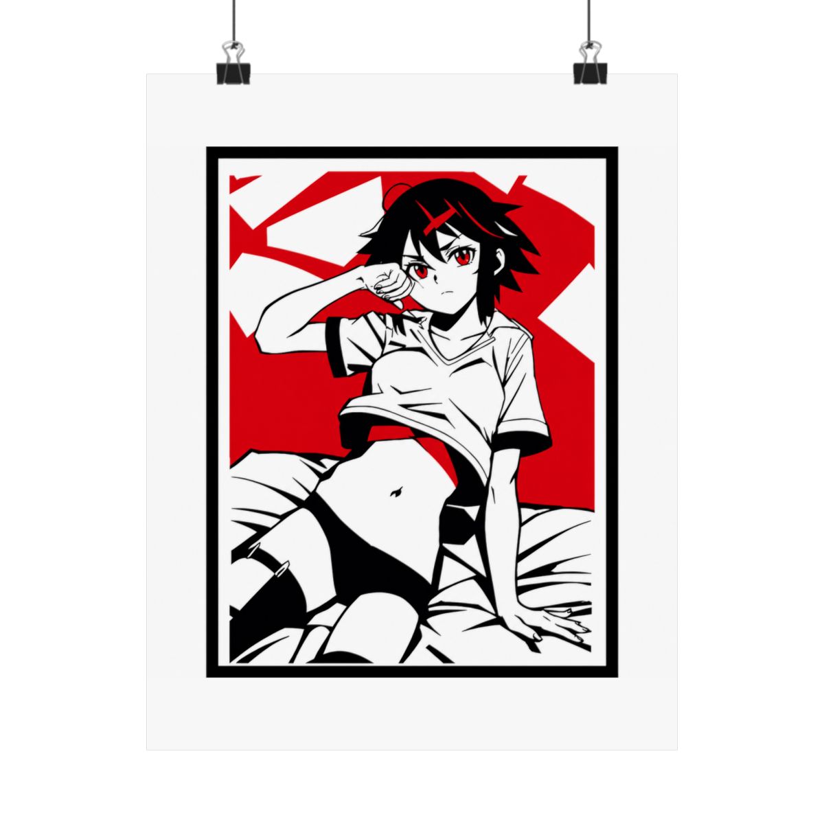 Ryuko from Kill la Kill Minimal Design T-Shirts in Red Black and White - alternate angle 4, merchandise