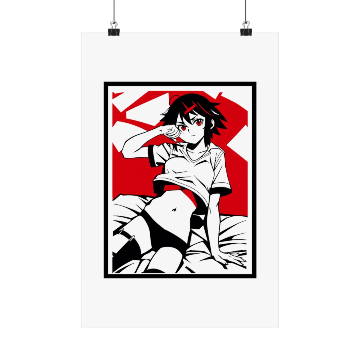 Ryuko from Kill la Kill Minimal Design T-Shirts in Red Black and White - alternate angle 3, merchandise